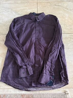 Men's Long-Sleeve Purple Printed Button-Down Shirt